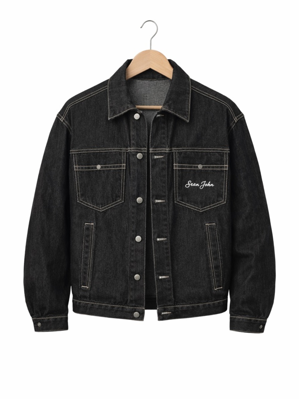 Sean John Dark Wash Denim Jacket XL Logo Trucker Streetwear Like New